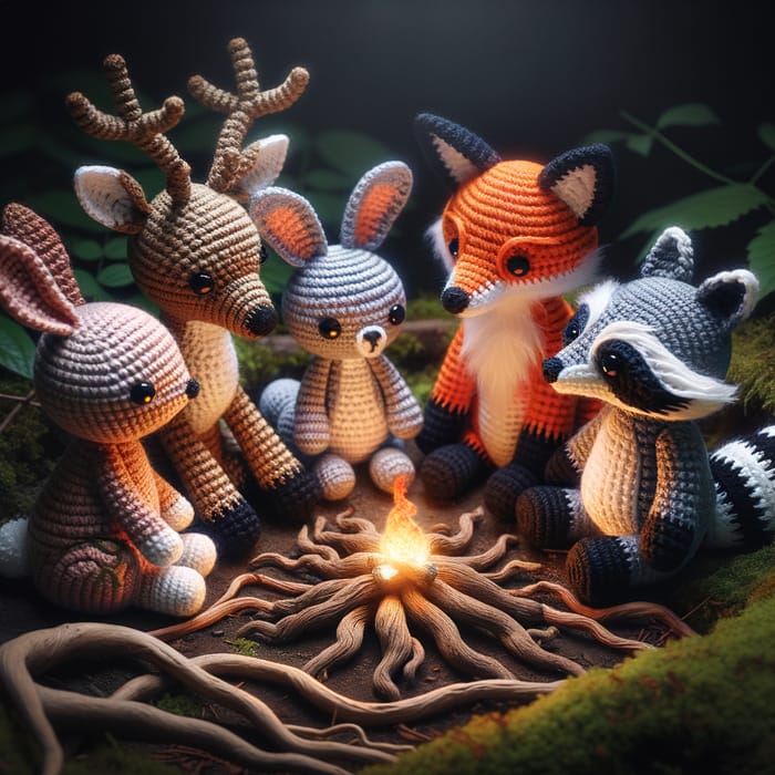 Adorable Crochet Amigurumi of Woodland Animals | Enchanting Scene