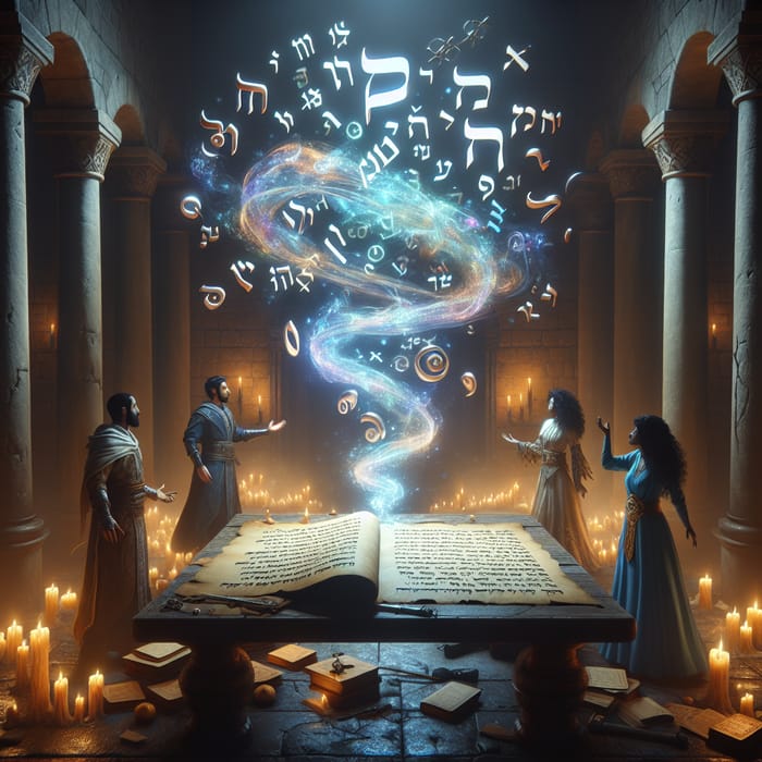 Hebrew Fantasy: Mystical Letters Dancing in Air