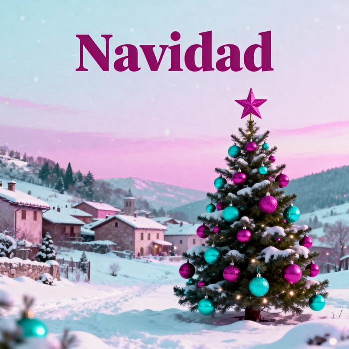 Christmas Card in Magenta and Turquoise Colors Christmas Card in Magenta and Turquoise Colors