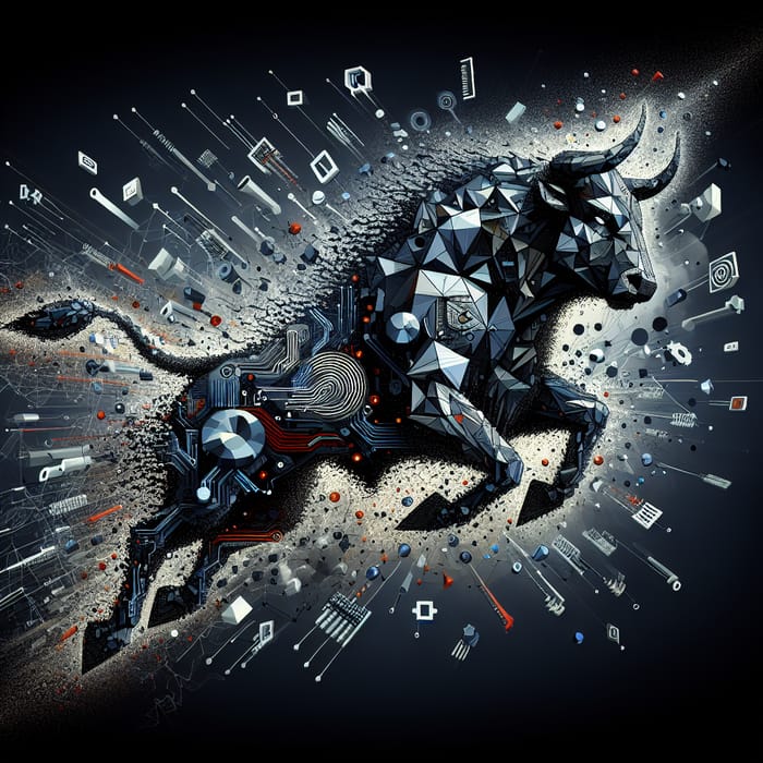 Geometric Bull Representing IT Tech: Data Burst & Innovation