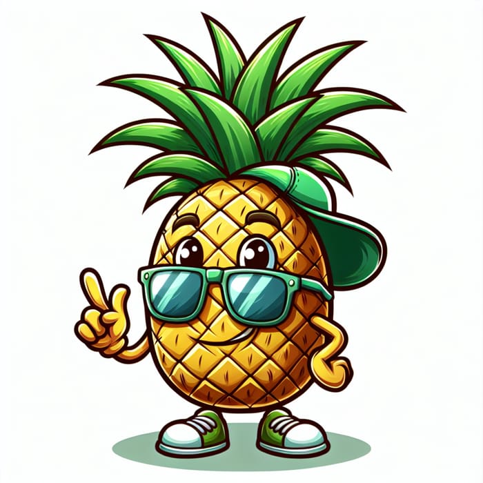 Cute Cartoon Pineapple Mascot with Expressive Eyes