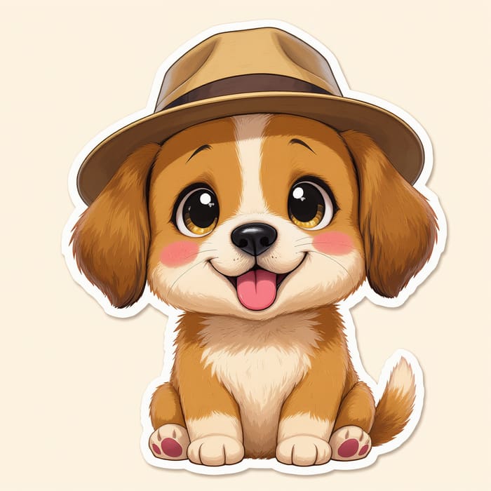 Adorable Cartoon Dog in a Hat Adorable Cartoon Dog in a Hat