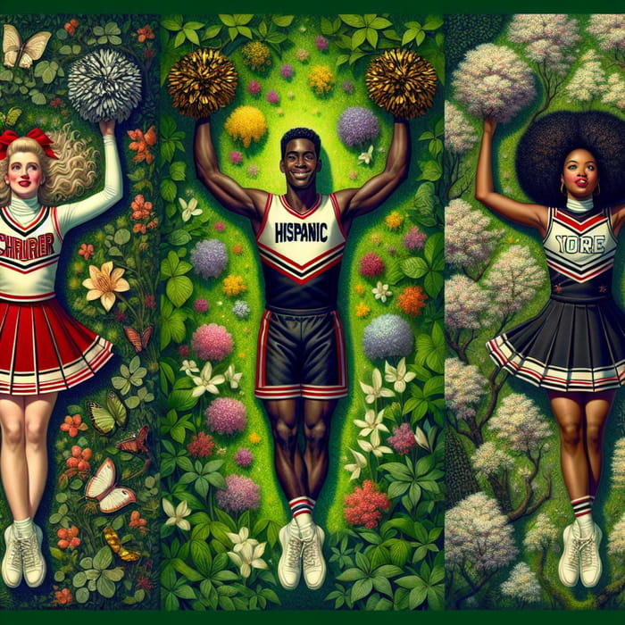 Cheerleaders Sunbathing in Spring Forest - Cheerful Unity