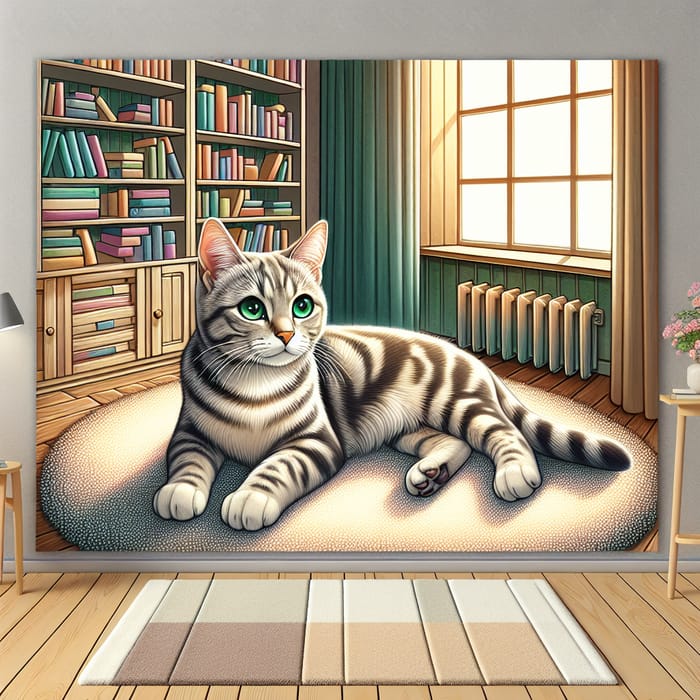 Tranquil Cat Lounging in Sunlight | Cozy Setting