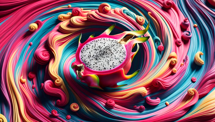 Stunning Dragon Fruit with 3D Swirl Background