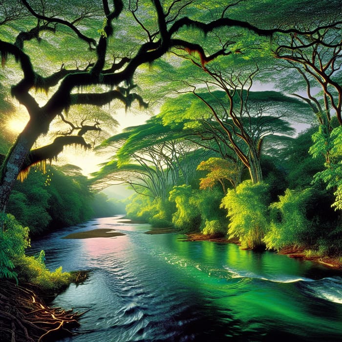 Scenic River with Trees | Natural Beauty Landscape