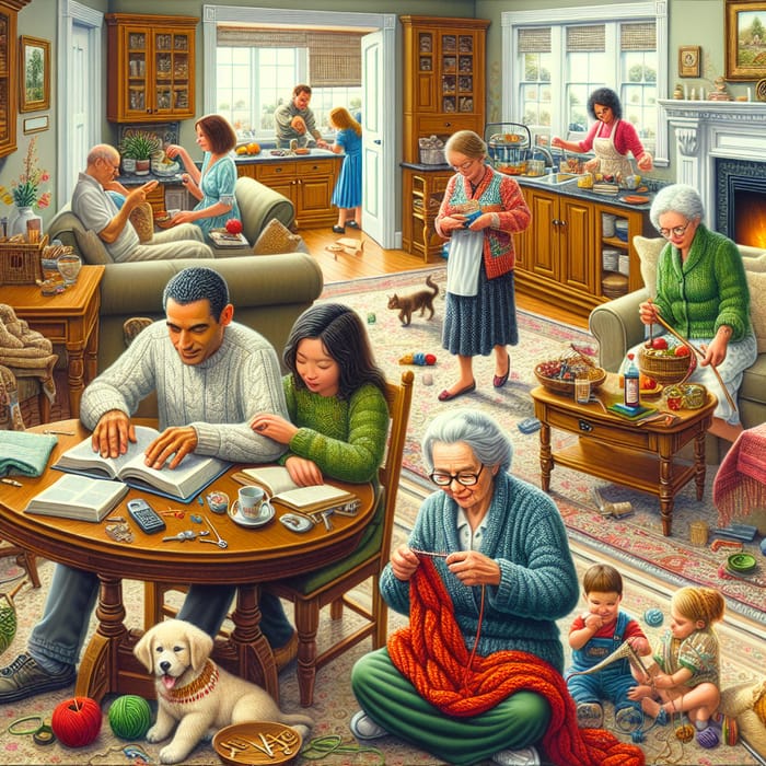 Diverse Home Scene: A Warm Family Gathering