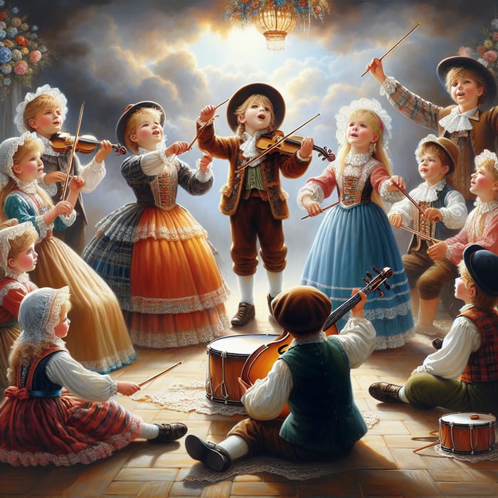 Realistic Children Performing Art