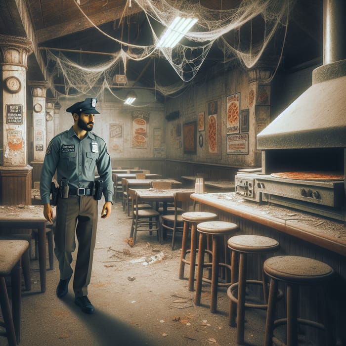 Brave Security Guard in Abandoned Pizzeria