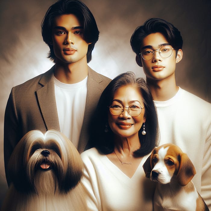 Heartwarming Filipino Family Portrait with Beloved Pets