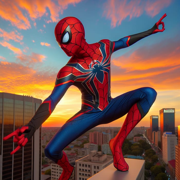 Stunning Spider-Man Sunset Cityscape Art