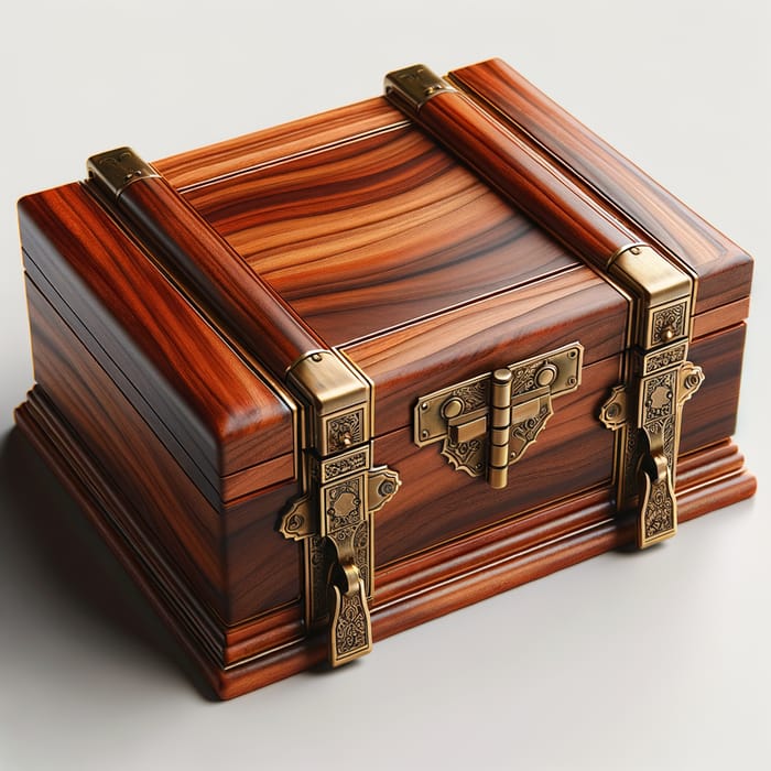 Antique Mahogany Box with Unique Brass Hinges