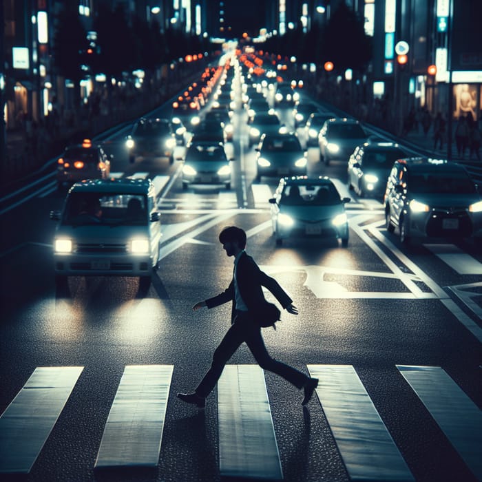 Pedestrian Crossing on Busy Road | City Traffic Scene