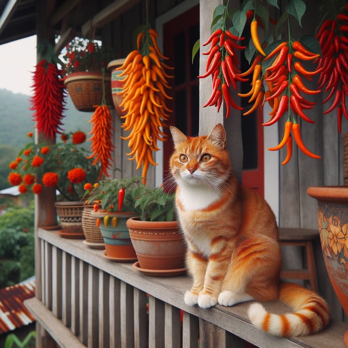 Cat perched on Cayenne Porch