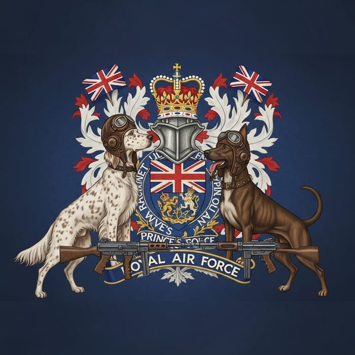Royal Air Force Crest with Setter & Kortal Griffin Royal Air Force Crest with Setter & Kortal Griffin