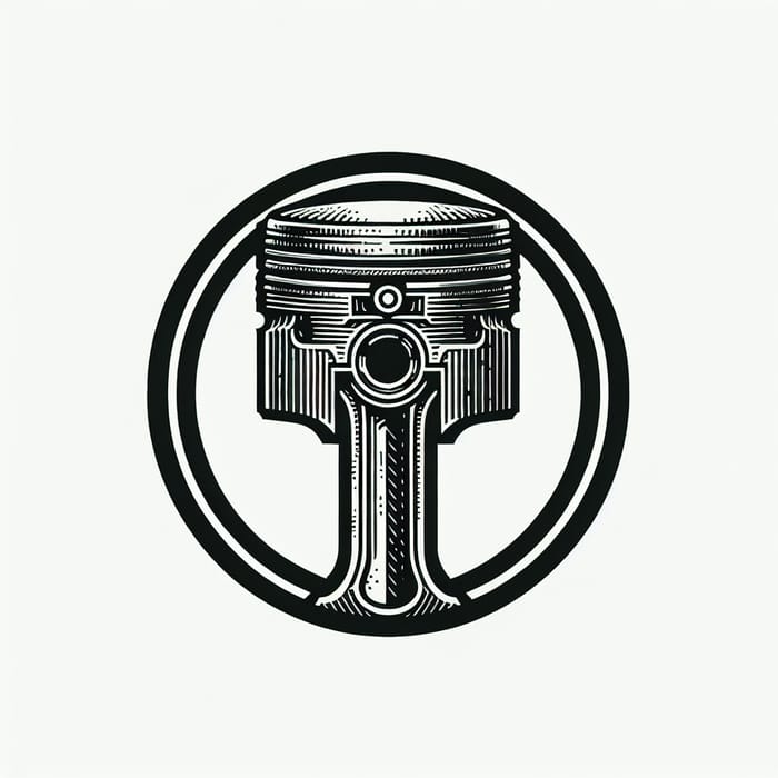 Engraved Piston Logo on White Background