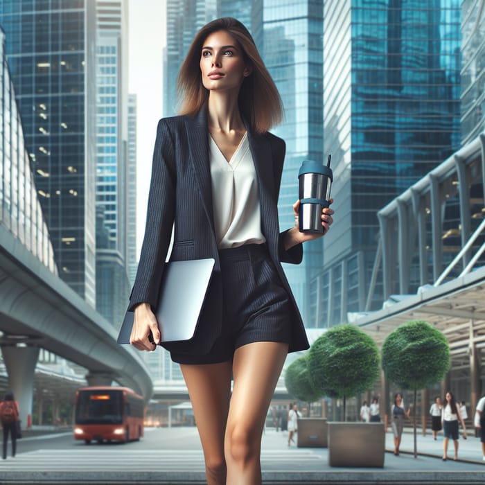 Confident Modern Caucasian Businesswoman in City Scene