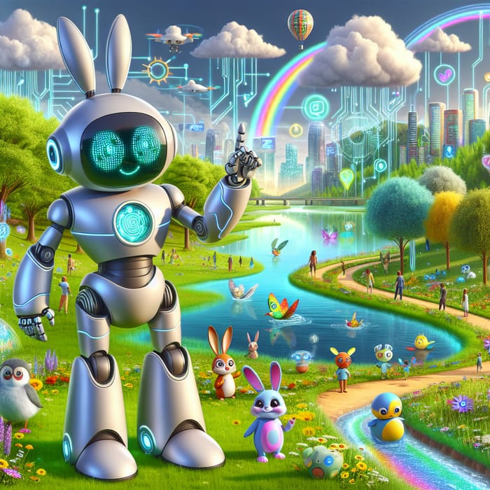 Futuristic Robot Guide: A Delightful Journey Through Utopian World