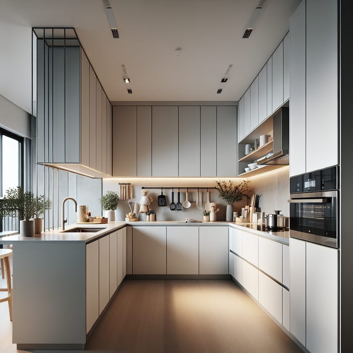 Contemporary HDB Kitchen Design: Efficient L-Shape Cabinet Layout