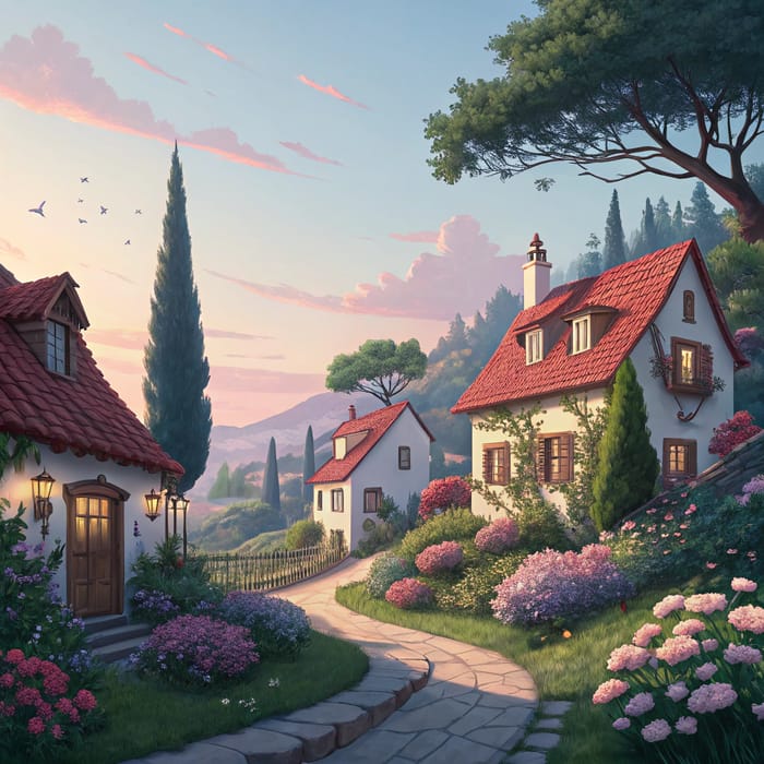 Beautiful Aesthetic Village Animation