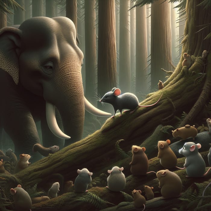 Heartwarming Tale of Friendship: Elephant and Mouse Unite in Forest