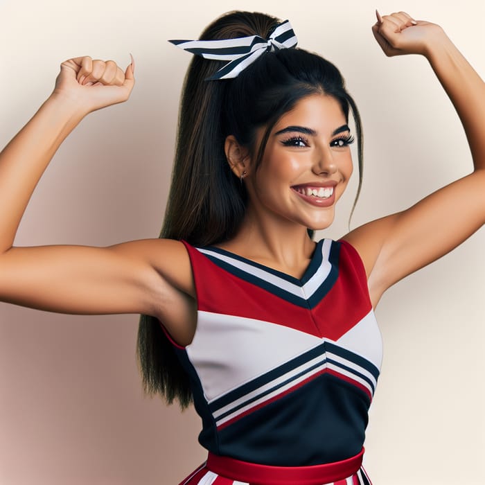 Cheerleader with Arms Raised in Victory