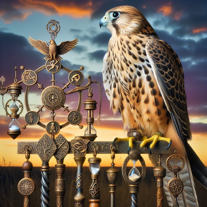 Saker Falcon with Levers of Longevity Art