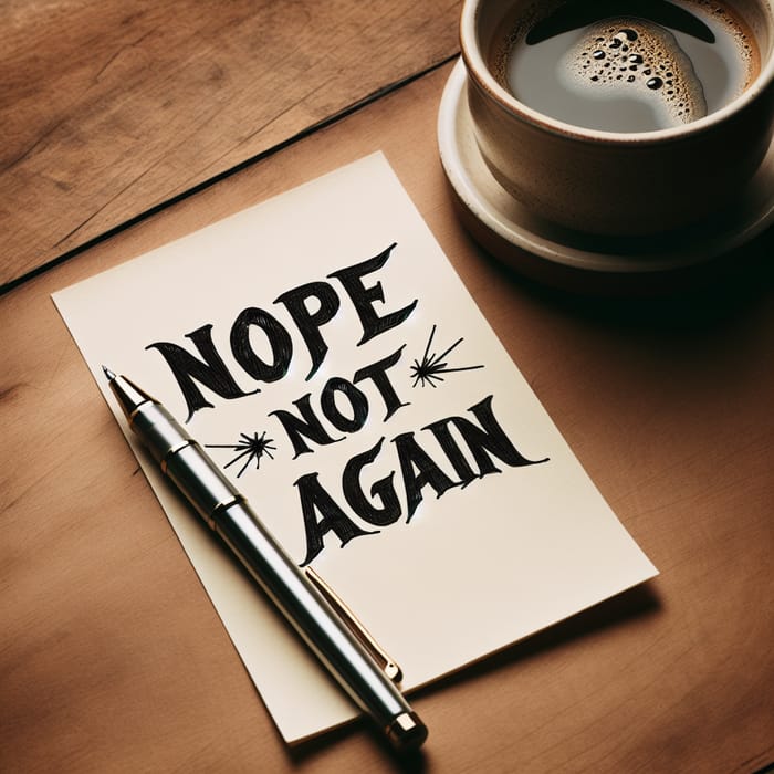 Nope Not Again Handwritten Note on Cream Paper Nope Not Again Handwritten Note on Cream Paper