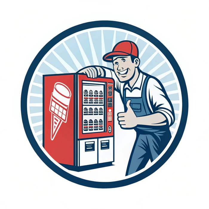 Vending Machine Logo with Thumbs Up Guy