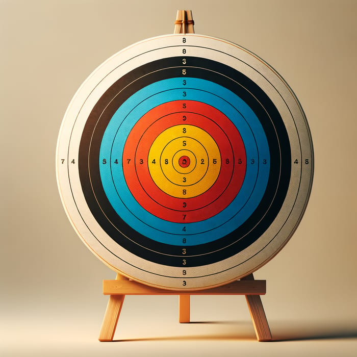 Archery Target on White Background with Colorful Rings