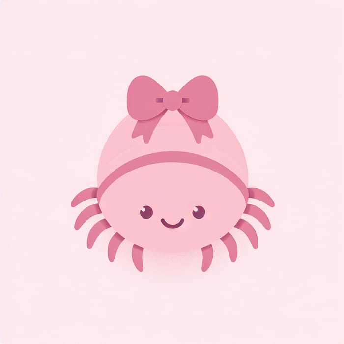 Charming Pink Head Louse with Bow - Minimalistic Art