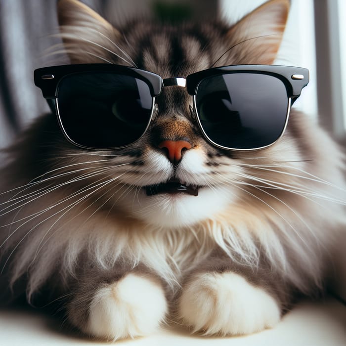 Stylish Cat in Sunglasses Smiling