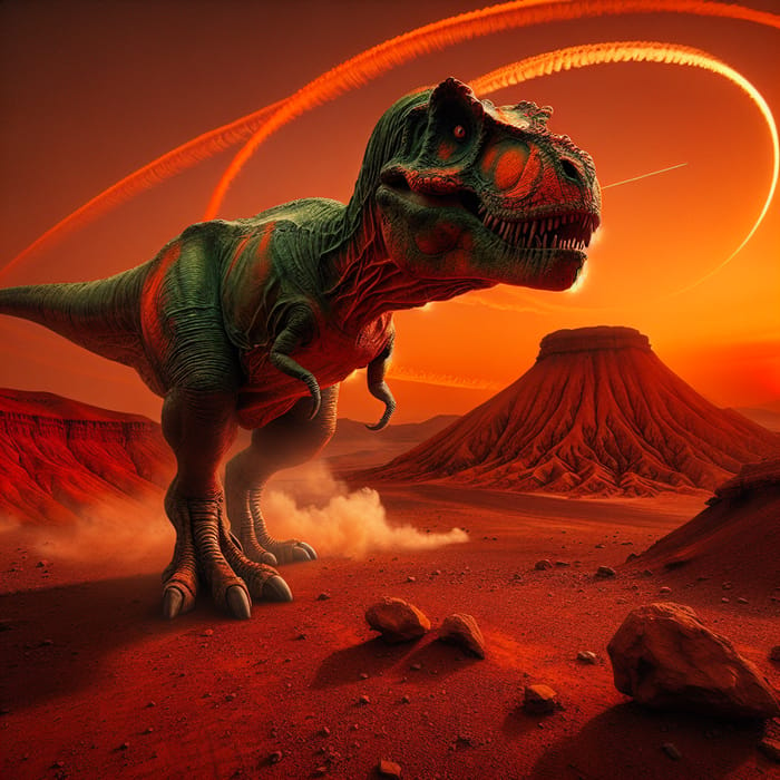 Dinosaur on Mars: Surreal Encounter with Earth's Extinct Beast