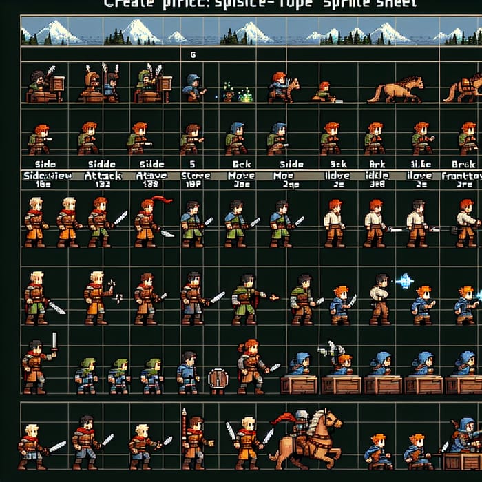 Classic Fantasy RPG Pixel Art Character Sprite Sheet