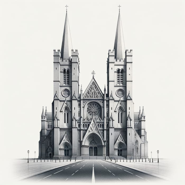 Minimalist Pencil Drawing of St. Patrick's Cathedral Dublin