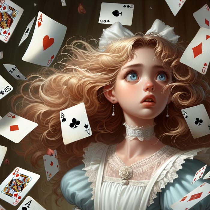 Alice's Encounter with Flying Playing Cards