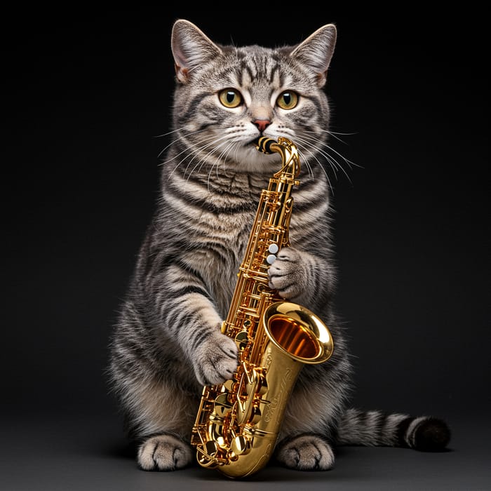 AI Cat Playing Saxophone | Unique Art