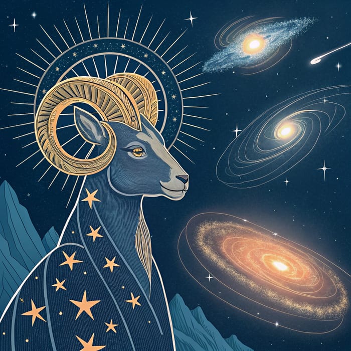 Aries Zodiac: Cosmic Being Among Galaxies