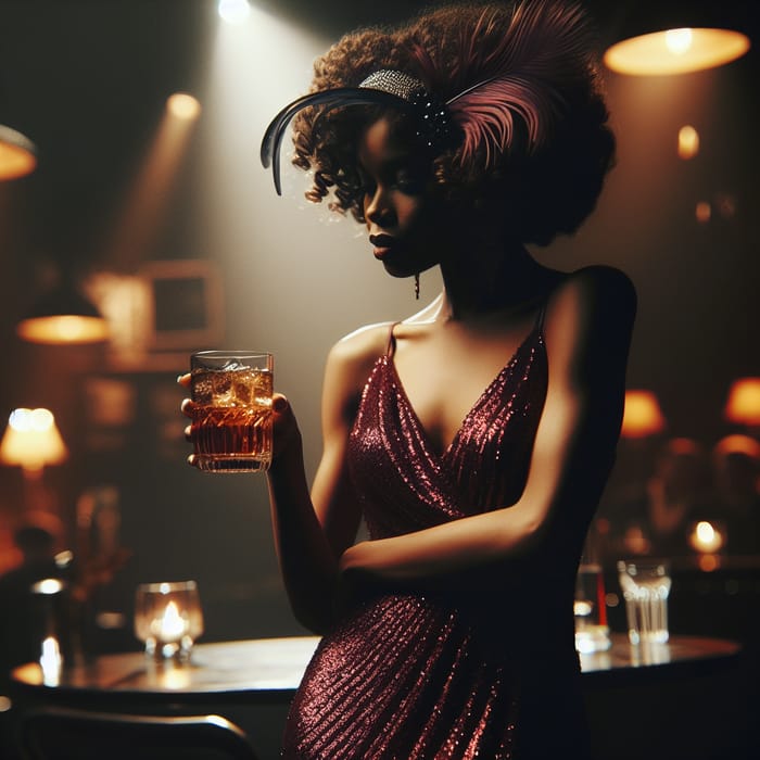 Jazz Bar Elegance: Female Singer with Whiskey