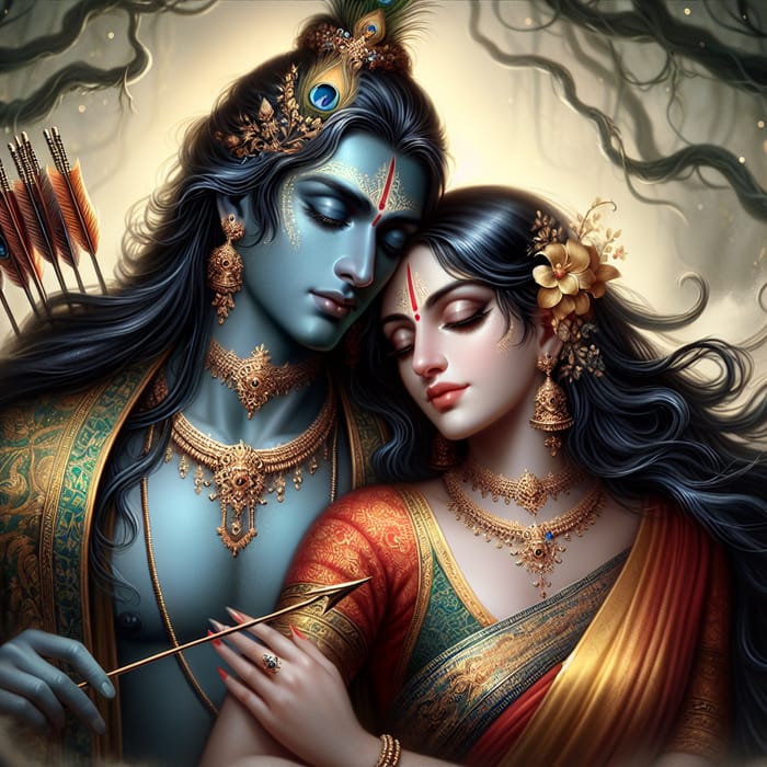 Divine Indian Couple in Traditional Attire | Mythological Romance