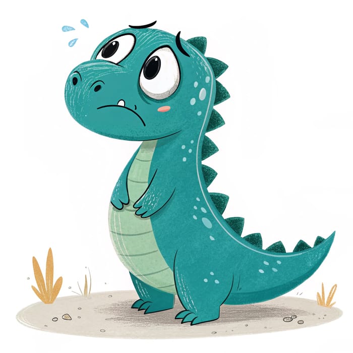 Teal Dinosaur in Disappointment