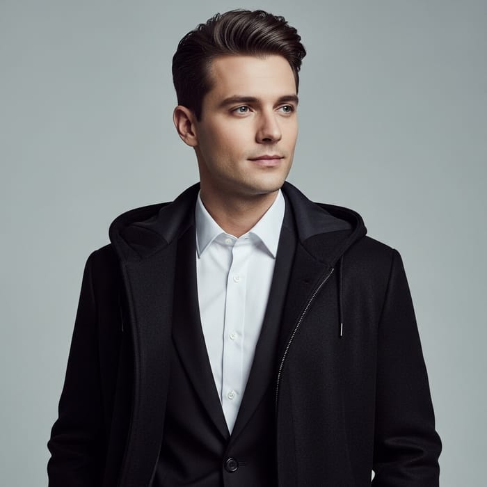Stylish Male Skin in Black Suit & Hooded Coat Stylish Male Skin in Black Suit & Hooded Coat