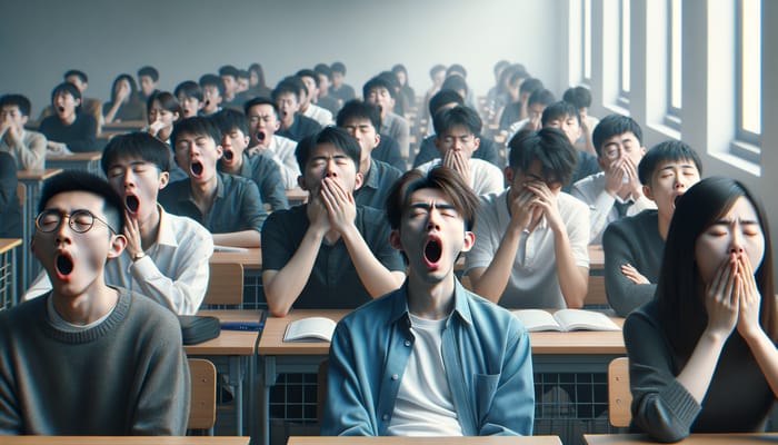 Captivating 8K Image of Chinese Students Yawning in Classroom Captivating 8K Image of Chinese Students Yawning in Classroom
