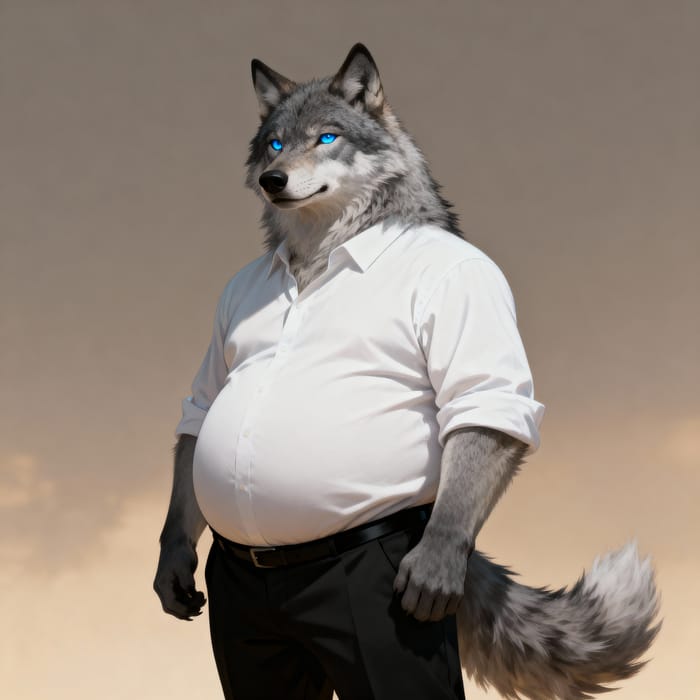 Wise Anthropomorphic Wolf Character Design
