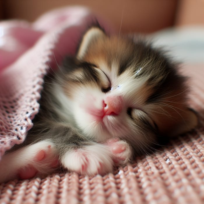 Cute Sleeping Kitten - Serene Cat Nap