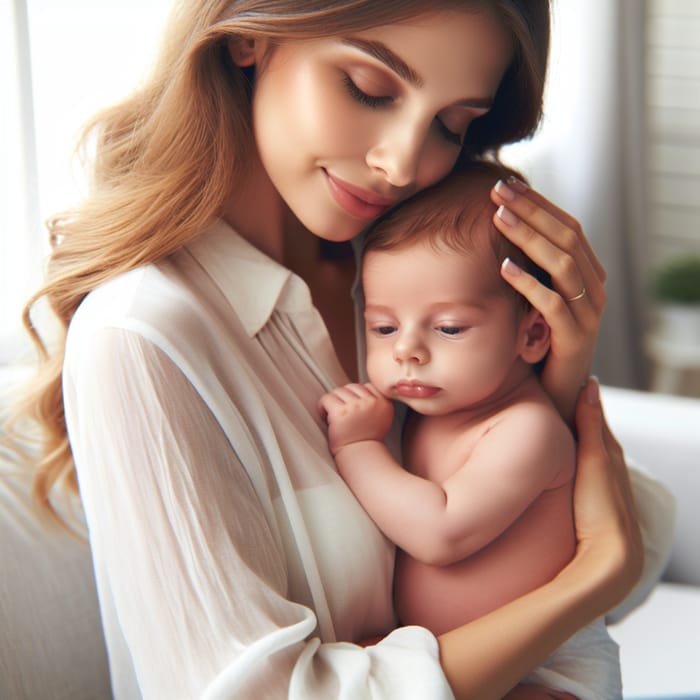 Mother Holding Child Tenderly - Heartwarming Moment