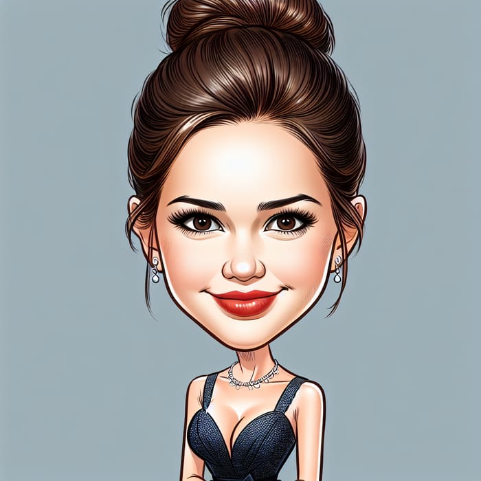 Charming Female Caricature in Formal Attire