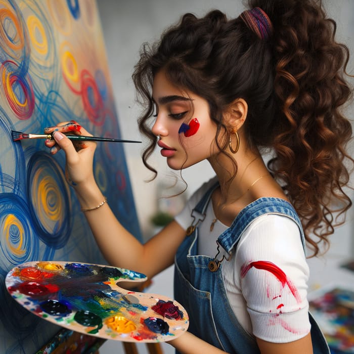 Creative Painter Girl in Overalls - Art Inspiration