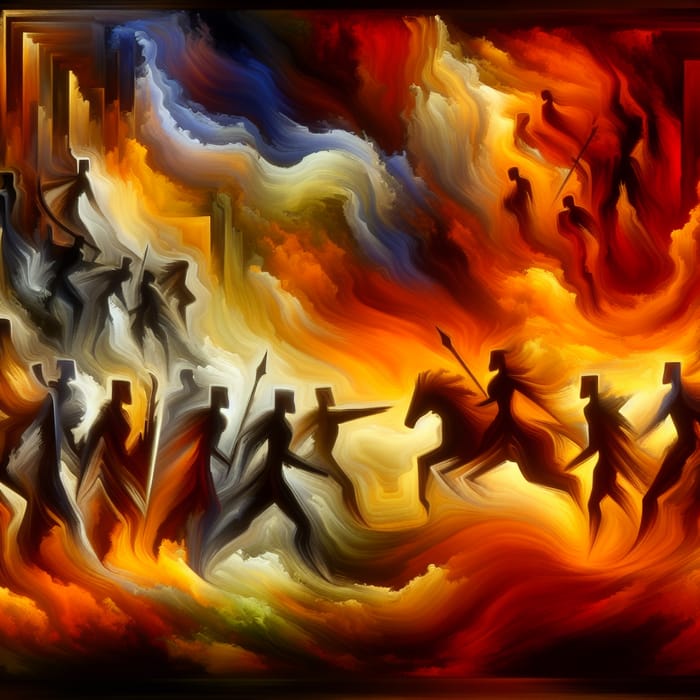 Abstract Warriors in Dramatic Warm Colors