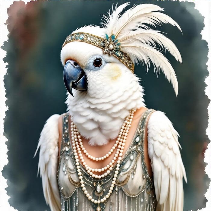 Glamorous 1920s Flapper Parrot Art Glamorous 1920s Flapper Parrot Art